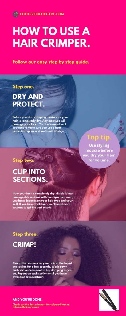 how to use a hair crimper infographic. instructions