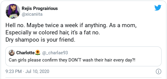 Funny tweet about using color shampoo
