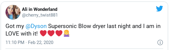 dyson supersonic hair dryer review on twitter - got my Dyson supersonic blow dryer last night and i am in love with it!
