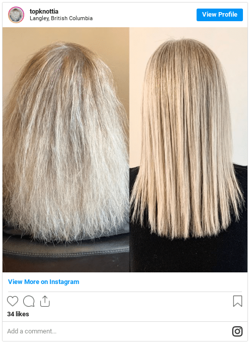 before and after hair serum instagram post
