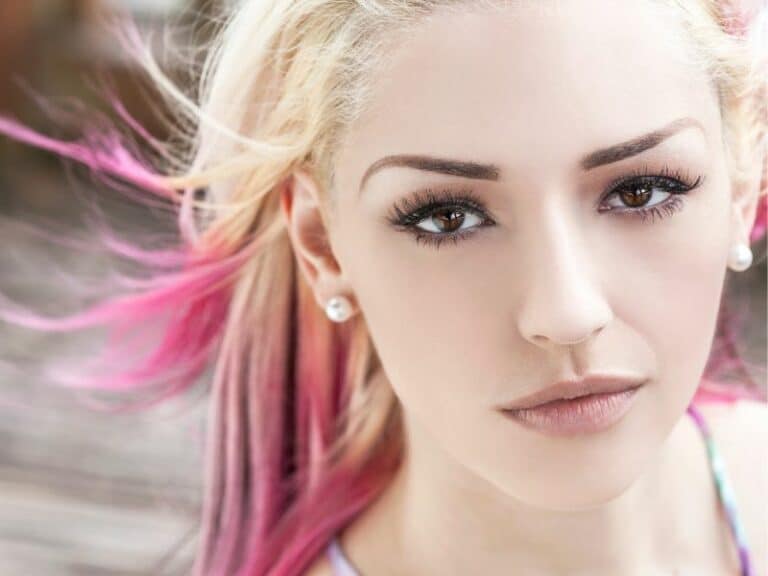blonde hair with pink highlights