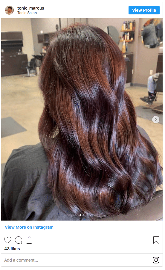 Dark chocolate cherry hair color instagram post 1