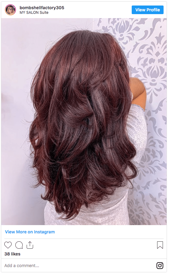 chocolate cherry hair color auburn cherry red highlights instagram post