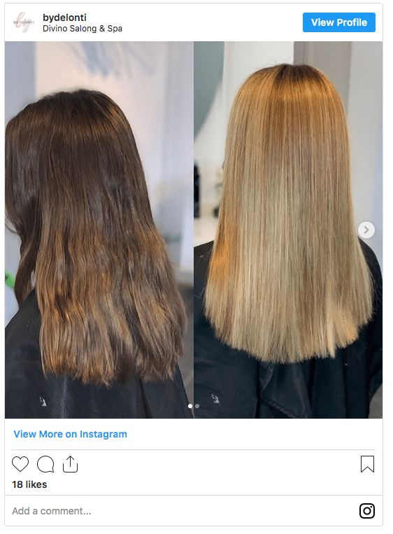 bleached hair before and after Instagram post