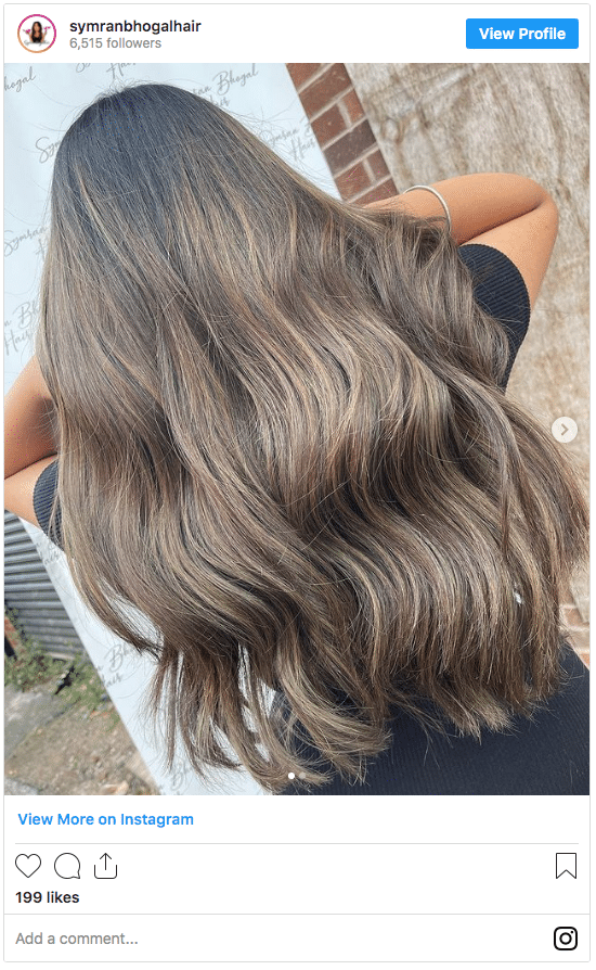 dark ash brown color with highlights instagram post