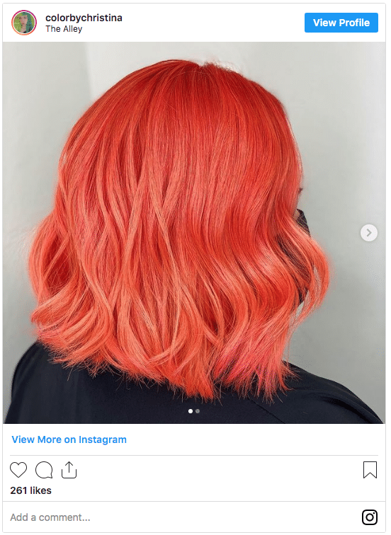 neon orange hair colour instagram