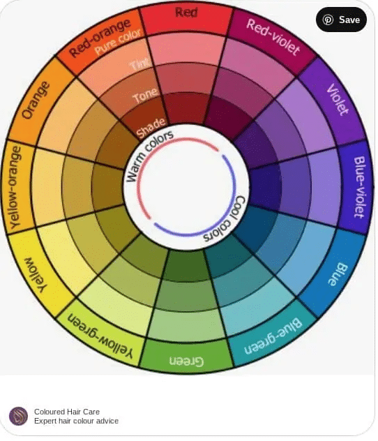 hair color wheel to show warm tones
