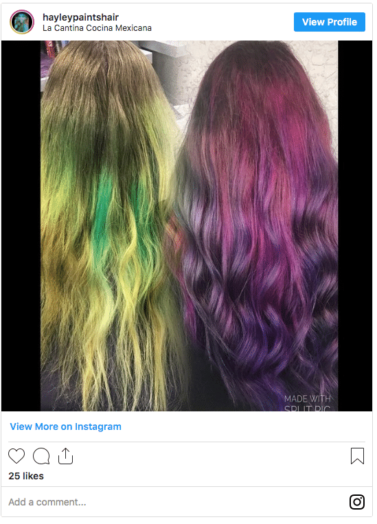 what colour to dye over green hair Instagram purple