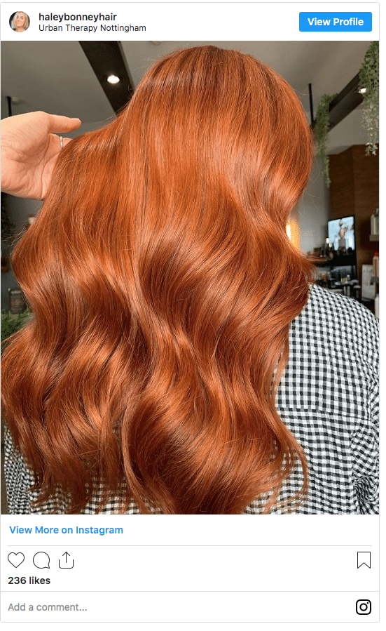 fiery red copper color instagram post
