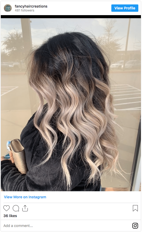 black and ash blonde ombre instagram post