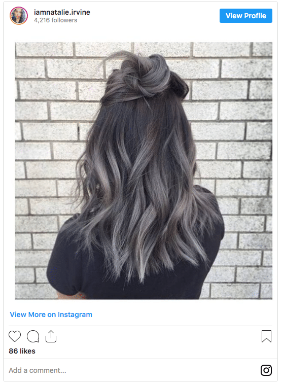 black and silver grey color ombre instagram post