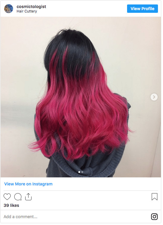 black and bright pink color ombre