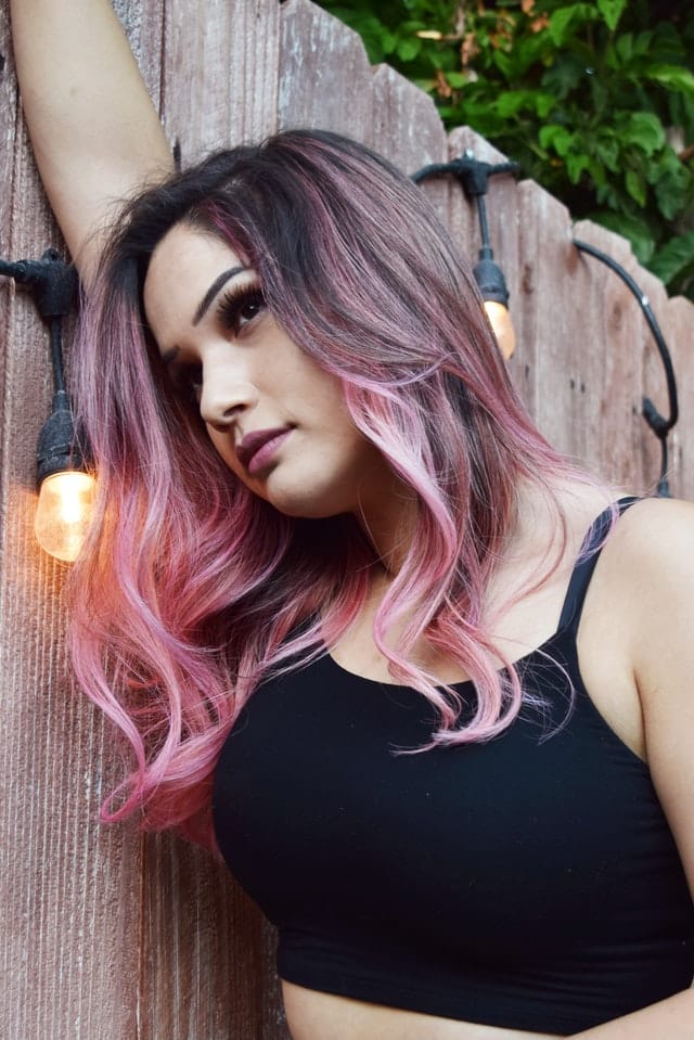 Pink Highlights On Black Hair Straight Hair Wig With Pink Peekaboo  Highlights -Alipearl Hair