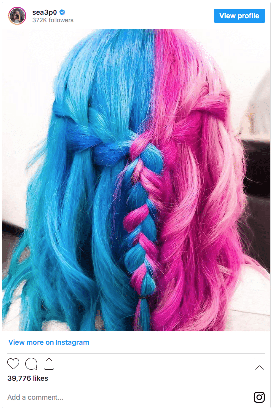 half and half color instagram post braid