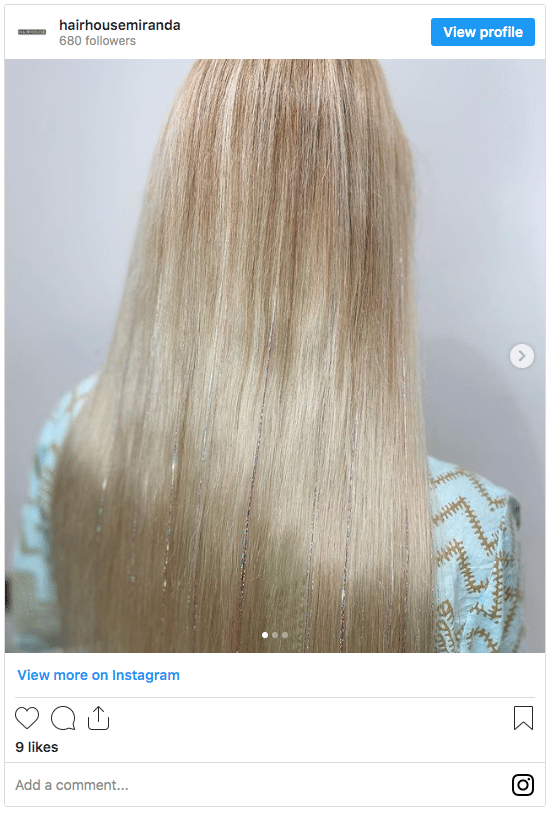 plaintum blonde hair color instagram post gold glitter strands