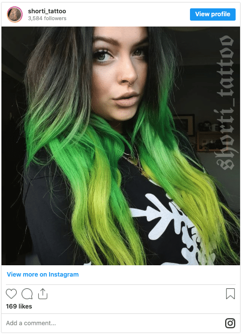 lime green long hair instagram post