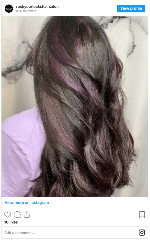 Brown hair purple highlights | Hair Colors Ideas For Short Hair | Black hair,  Blue hair, Bob cut