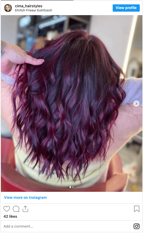 plum hair color instagram post