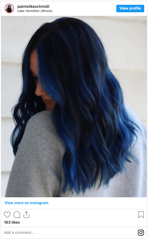 how to get blue dye out of hair dark blue long hair color instagram post