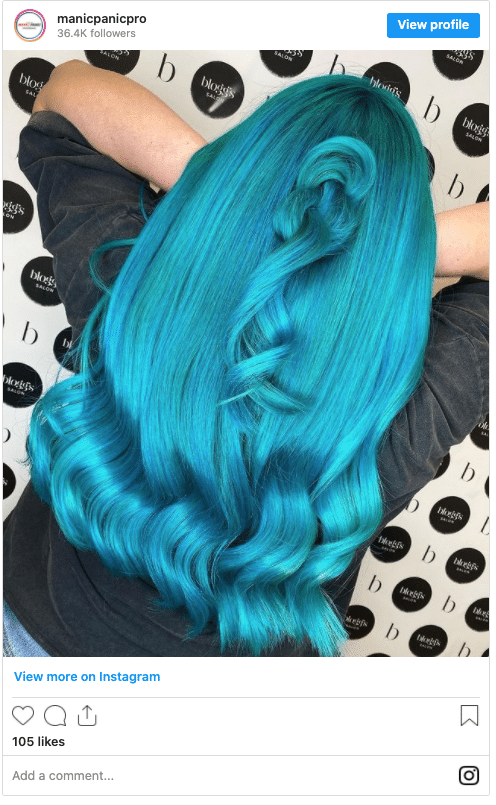 teal blue hair color instagram post