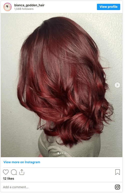 dark hair color wine maroon instagram post