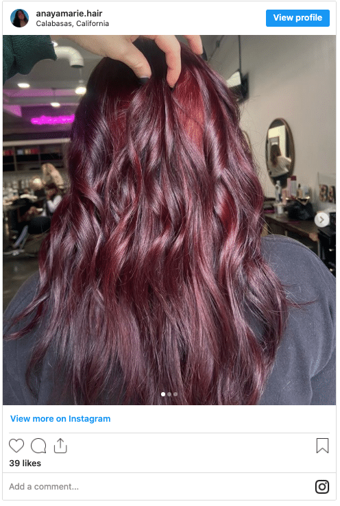 dark purple red hair color instagram post