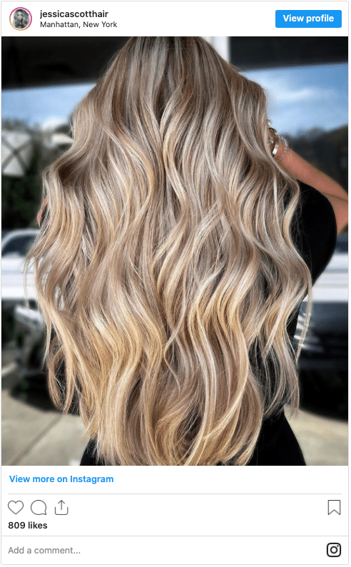 blonde highlights hair color instagram post
