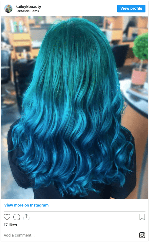 teal blue hair color instagram post
