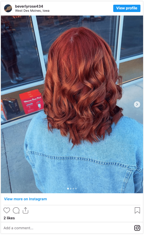 auburn red hair color instagram post