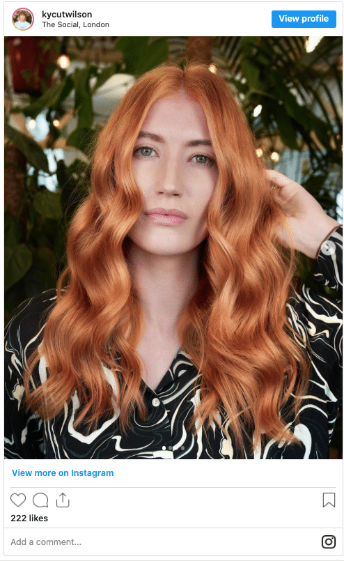 orange hair color with blonde highlights instagram post