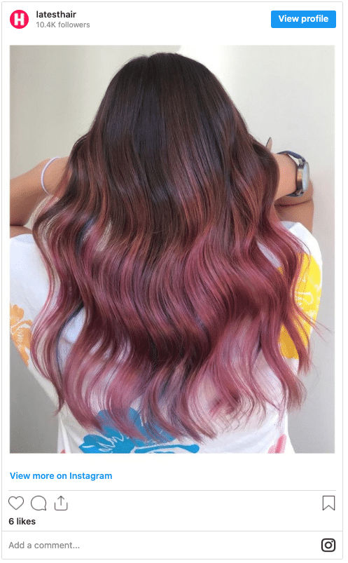 chocolate pink hair colour instagram post