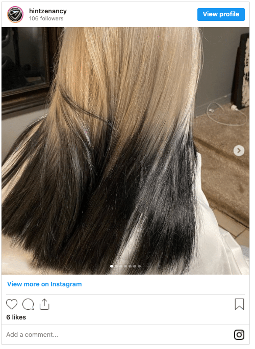 dip dye ends hair colour instagram post