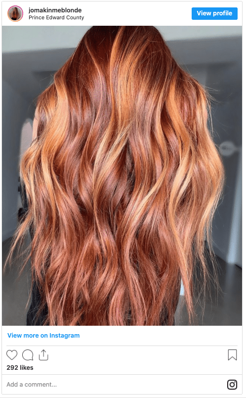 copper balayage instagram post