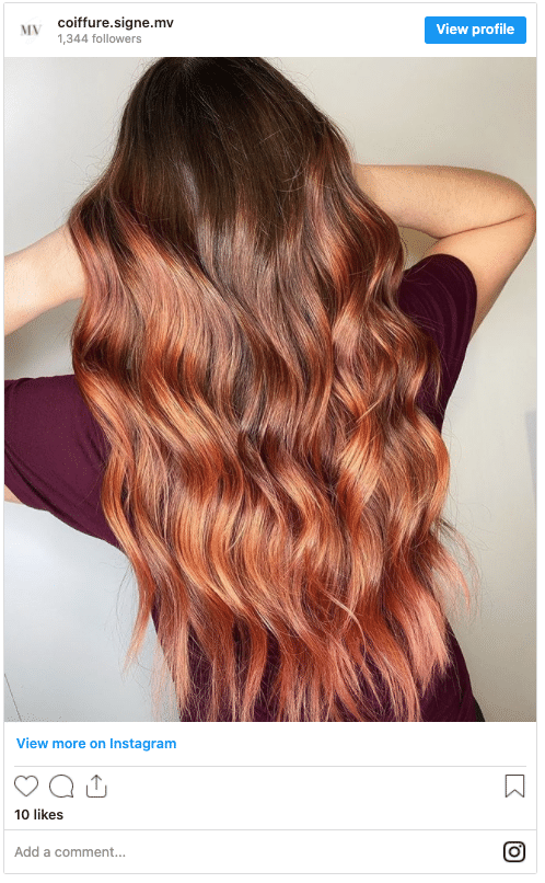 red ombre gold hair instagram post