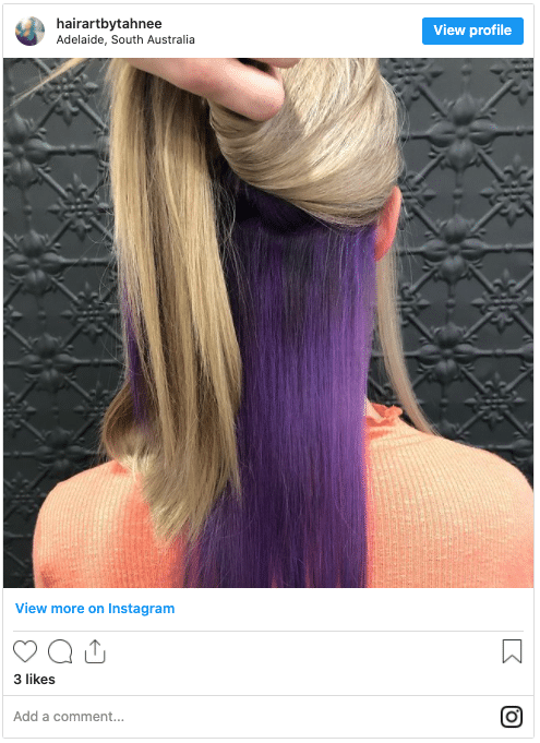 blonde hair with purple instagram post