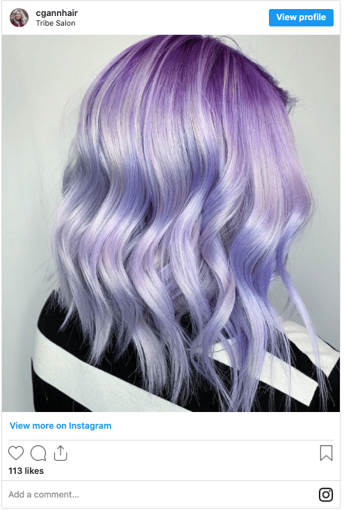 lavender hair instagram post