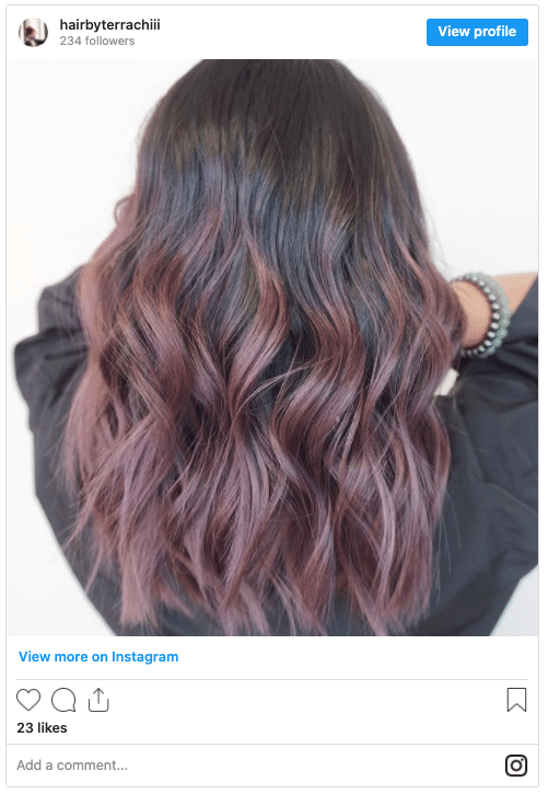 dusty mauve hair color instagram post