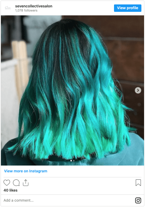 mermaid hair teal color instagram post