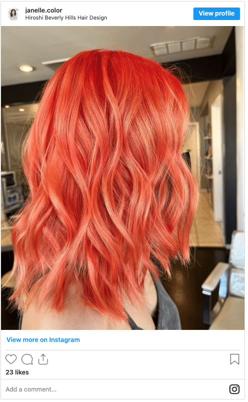 neon peach hair color instagram post
