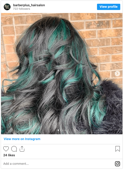 sea green blue hair dye instagram post