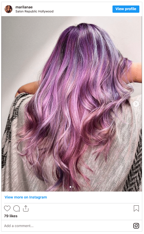 silver purple hair colour instagram post