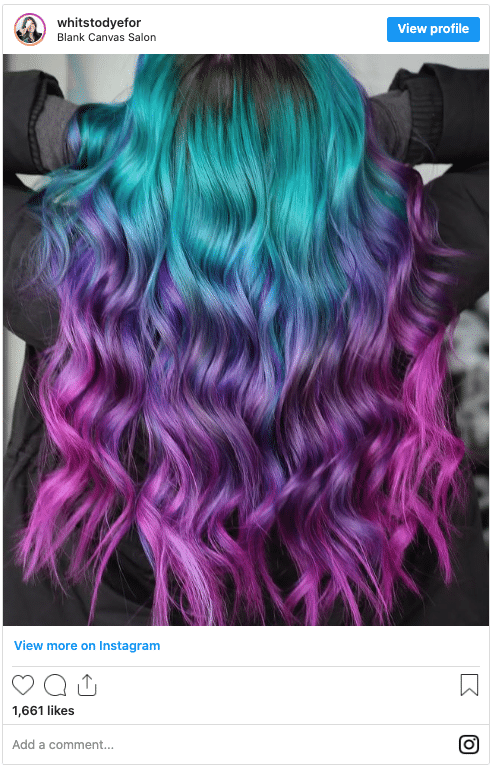 rainbow hair instagram post