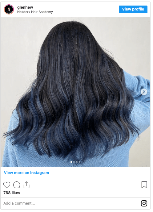 blue black hair instagram post