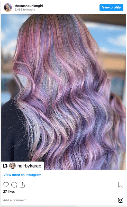 lilac and lavender hair instagram post