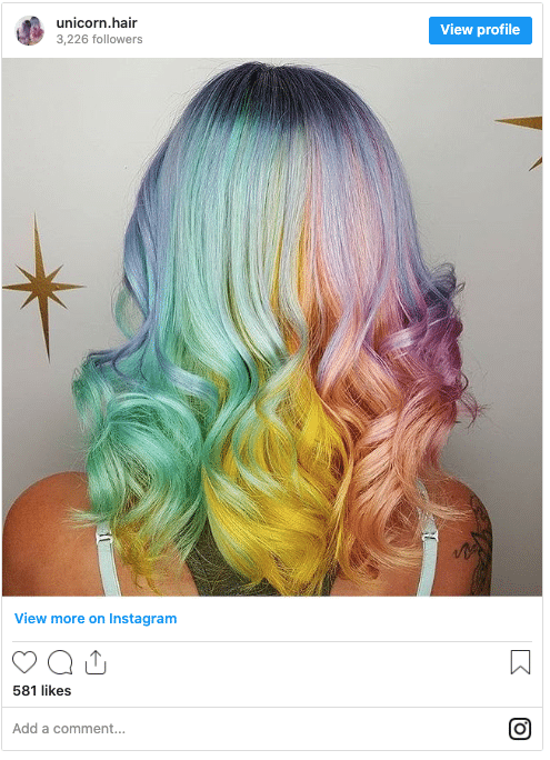 rainbow hair color instagram post