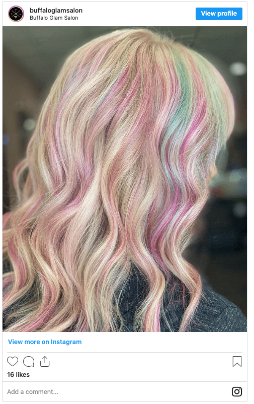 rainbow highlights on blonde base instagram post