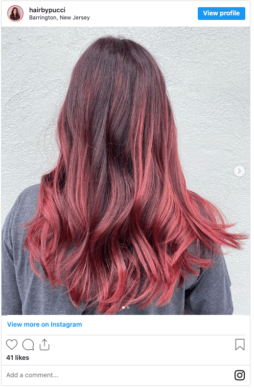 revolution hair dye red wine instagram post
