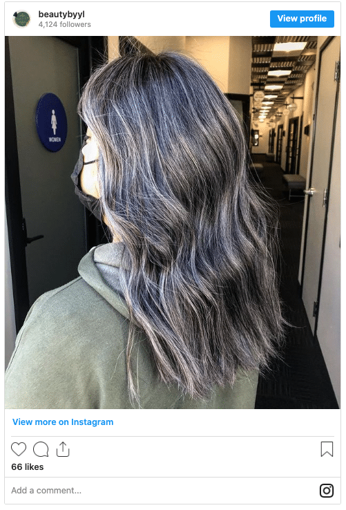 dark ash hair with silver highlights instagram post