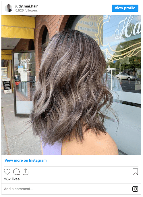 ash brown balayage hair blonde highlights instagram post