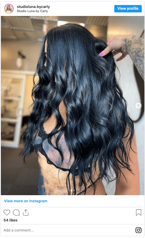 blue black hair dye instagram post